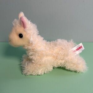 Aurora Mini Flopsies Cream with Pink Ears Llama Stuffed Plush Animal, Kids Plush
